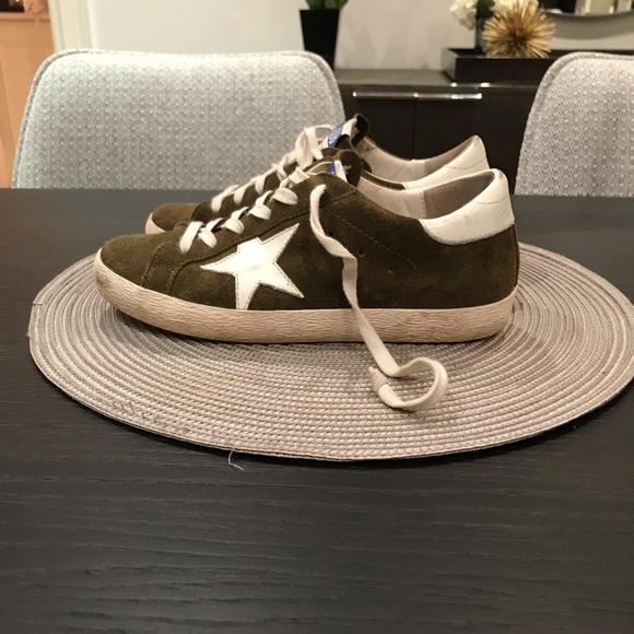 Golden Goose Superstar Sneakers. Size 36. Army green suede with white star - Picture 5 of 5